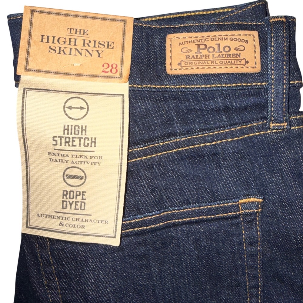 Polo Ralph Lauren High Rise Skinny Jeans 28 Indigo Dark Wash Stretch Denim NEW - Picture 6 of 6